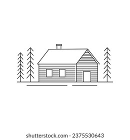 Plank Wooden Cabin vector Logo 