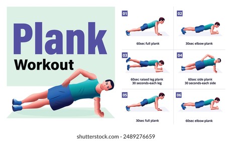 Plank Workout Complete Step-by-Step Guide for a Home Workout-Vector Design