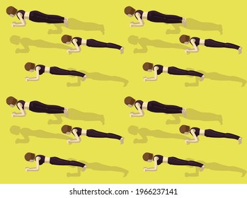 Plank Workout Exercise Manga Cartoon Vector Seamless Wallpaper 2