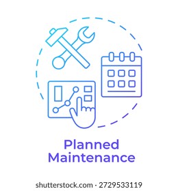 Planned maintenance blue gradient concept icon. Workforce optimization, project management. Round shape line illustration. Abstract idea. Graphic design. Easy to use in article, infographic