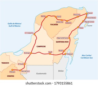 planned route of the Mayan Train in Mexico