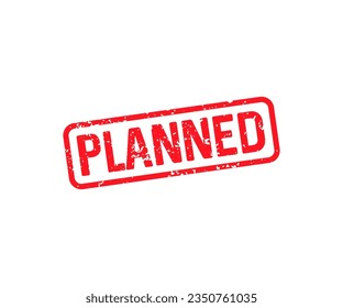 Planned Rubber Stamp logo design. Planned red rubber stamp with distressed texture effect vector design and illustration.
