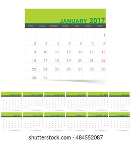 planner 2017 with green color design illustration