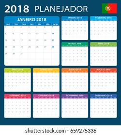 Planner 2018 - Portuguese Version - vector illustration