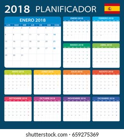 Planner 2018 - Spanish Version - vector illustration