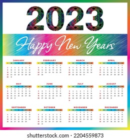 Planner 2023. Calendar template. Vector. Yearly stationery organizer. Table schedule grid. Calender layout with 12 month. Horizontal monthly corporate diary. Simple illustration.