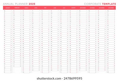 Planner 2025, Planner 2025 Sunday Start Corporate Design Template Calendar