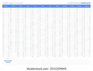 Planner 2025, Planner 2025 Sunday Start Corporate Design Template.