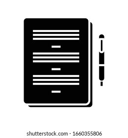 Icono negro planificador, ilustración conceptual, símbolo plano vectorial, signo de glifo.