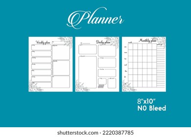 Planner With Black And White Flower And Background