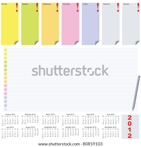 Planner with calendar 2012