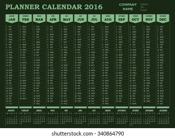 Planner calendar 2016 for companies and private use