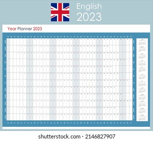 Planner calendar for 2023. Wall organizer, yearly planner template. Vector illustration. Vertical months. One page. Set of 12 months. svg
