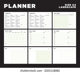 Planner and Calendar, Minimal Style, Week start Sunday, Corporate design planner template.