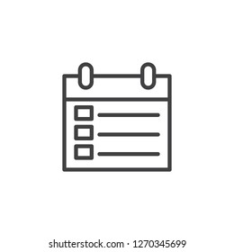 Planner calendar outline icon. linear style sign for mobile concept and web design. Calendar schedule simple line vector icon. Symbol, logo illustration. Pixel perfect vector graphics