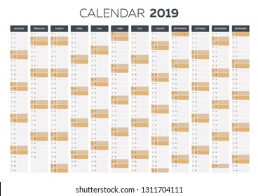 Planner calendar template, 2019 business planner in vertical rows