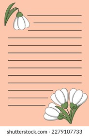 Planner Cheek list con flor nevada en fondo rosa