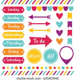 Planner design elements vector set