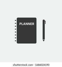 planner diary book vector icon for school and work planning