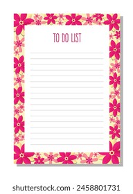 Planner, to do list, organizer with flowers, leaves, bouquet.