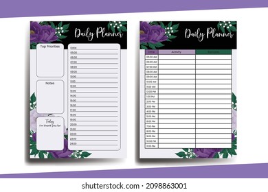Planner To Do List Purple Peony Flower Design Template svg
