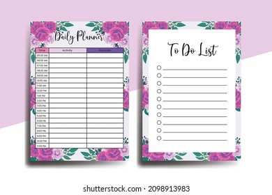 Planner To Do List Rose with Camellia Flower Design Template