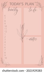 Planner and to do list with simple scandinavian illustrations and trendy lettering. Template for agenda, planners, check lists, and other stationery
