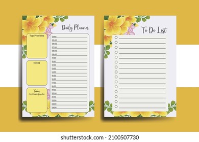 Planner To Do List Yellow Hibiscus Flower Design Template