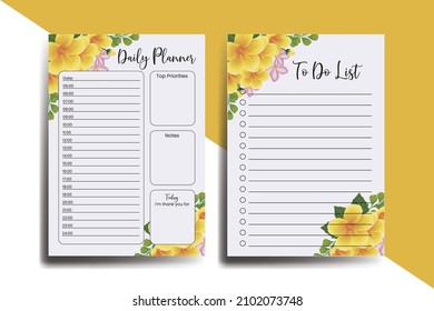 Planner To Do List Yellow Hibiscus Flower Design Template