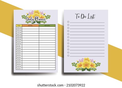 Planner To Do List Yellow Hibiscus Flower Design Template