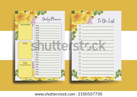 Planner To Do List Yellow Hibiscus Flower Design Template