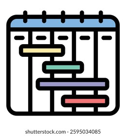 Planner icon in flat line style representing scheduling organization and time management ideal for productivity planning and efficiency concepts.