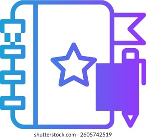 Planner Icon Line Gradient Vector Illustration