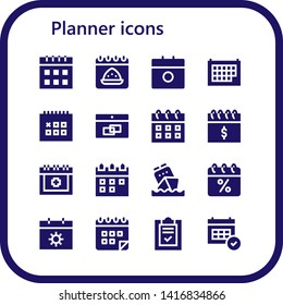 planner icon set. 16 filled planner icons.  Collection Of - Calendar, Date, List