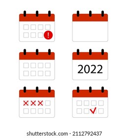 Set für Planer-Symbole. Farbiges Kalenderzeichen. Tägliches Symbol. App-Gerät. Konzept organisieren. Vektorgrafik. Stockbild. 