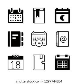 planner icons set with contacts book, agenda and address book vector set