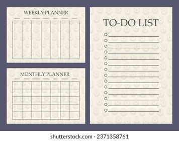 Planner minimalist page childish design set. Categories of notes.