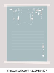 Planner minimalistic note-taking planner, collage. Lined field for notes, ideas, plans, to-do list, reminders. Vector illustration