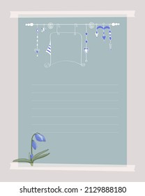 Planner minimalistic note-taking planner, collage. Lined field for notes, ideas, plans, to-do list, reminders. Vector illustration