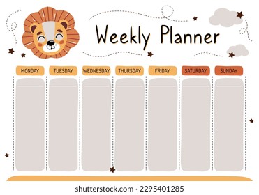 Planner for mom. Weekly planner, wish list, to-do list in cartoon flat style with cute animals. A set of digital prints.