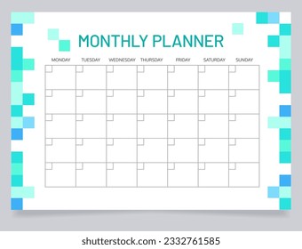 Planner for month worksheet design template. Blank printable goal setting sheet. Time management sample. Scheduling page for organizing personal tasks. Barlow Medium, Oxygen Regular fonts used