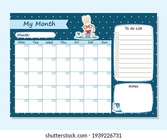 Planner My Month Cute Rabbit Painter 