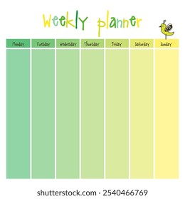 Planner. Note paper, Notes, to do list. Organiser planner template. Note paper. Weekly. Printable.