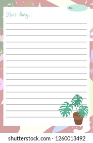 Planner page. Diary. Notebook.