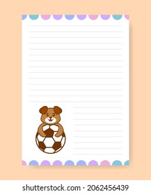 Planner page and to do list with cute dog. Cartoon vector illustration.