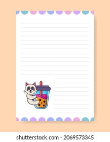 Planner page and to do list with cute dog. Cartoon vector illustration.