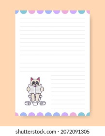 Planner page and to do list with cute dog. Cartoon vector illustration.