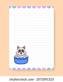 Planner page and to do list with cute dog. Cartoon vector illustration.