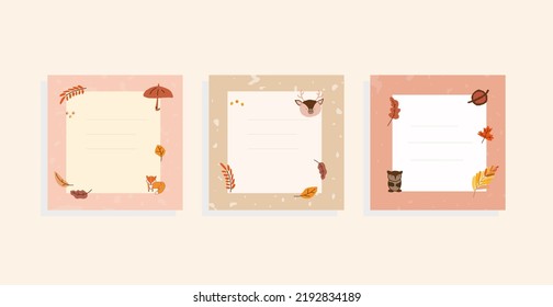planner paper empty background  with autumn seasonal elements