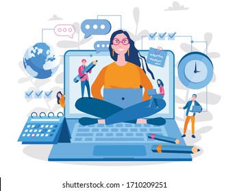 Planner or schedule concept, Effective time management, save time, teamwork, planning training activities,  organisation, working time. Flat vector illustration.